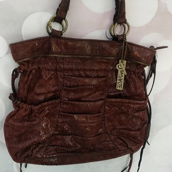 RAMPAGE Snake Skin Print Tote Bag Purse Handbag Snakeskin Print Auburn - Picture 3 of 8